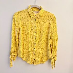 Anthropology Maeve Yellow Blithe button blouse top SZ 0